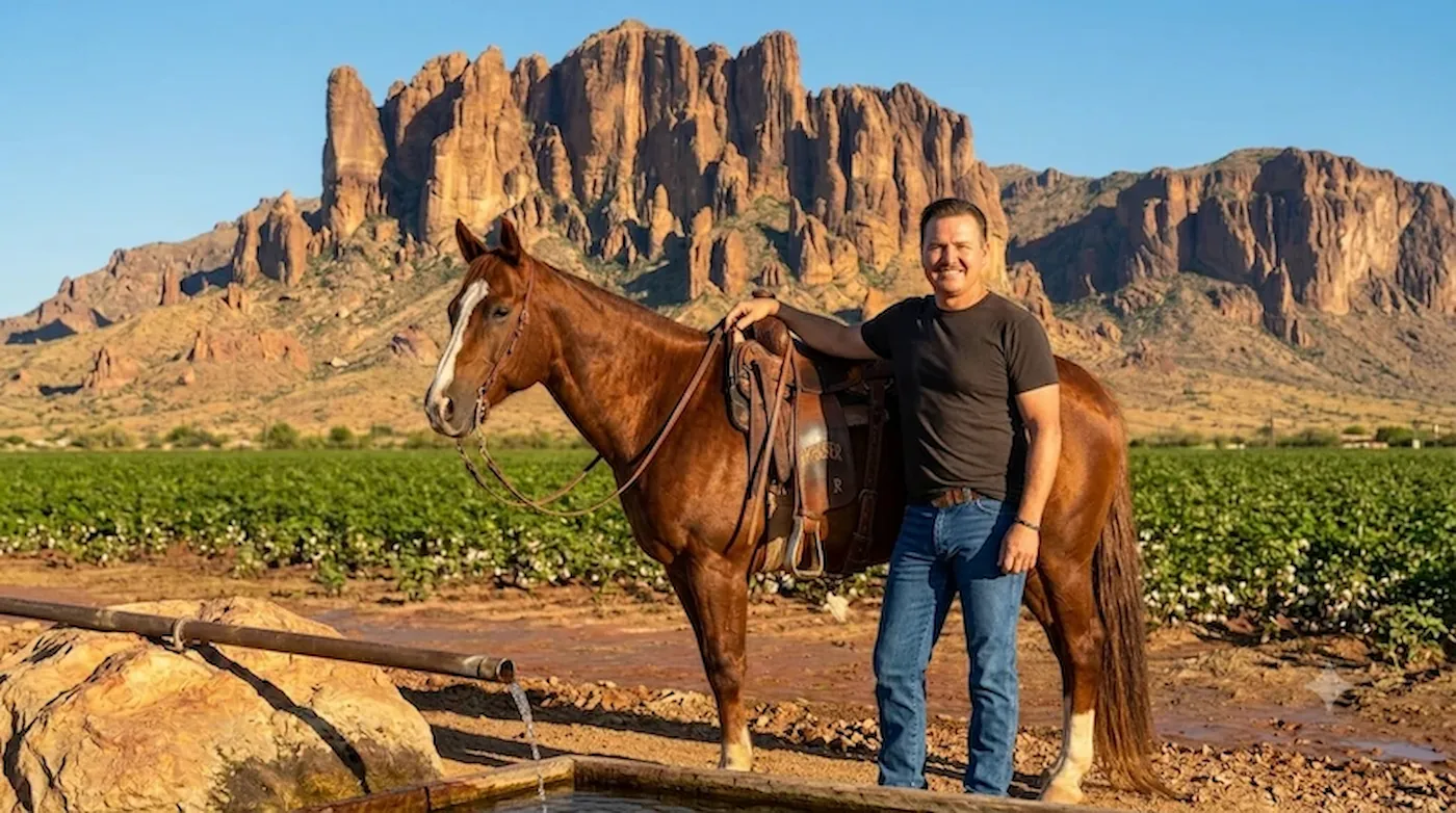 Powell Parker and Monty at Superstition Mountains